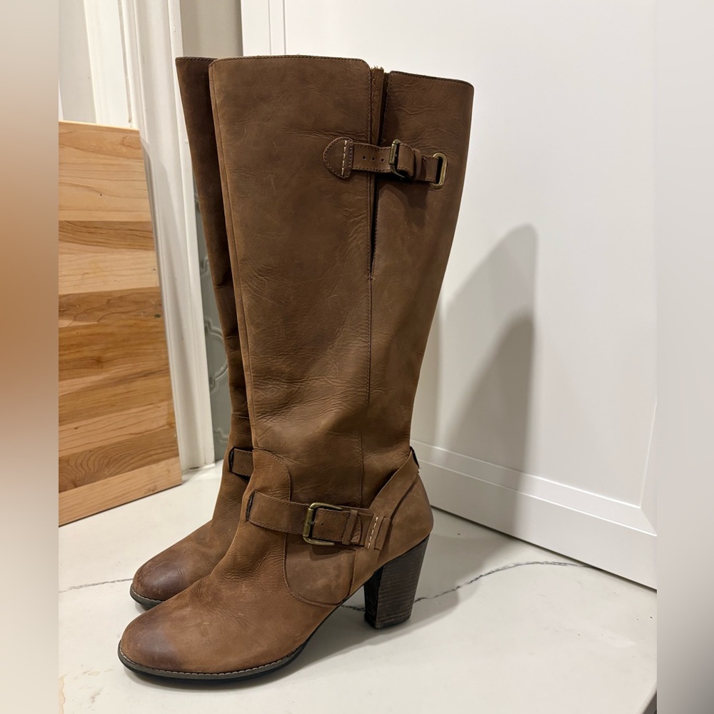 Clarks Brown Heeled Boots